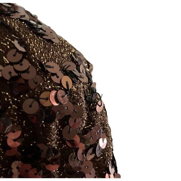 Lilli Diamond Vintage Flapper Style 1950s Sequin Metallic Gold Evening Top US 14 - Picture 4 of 9